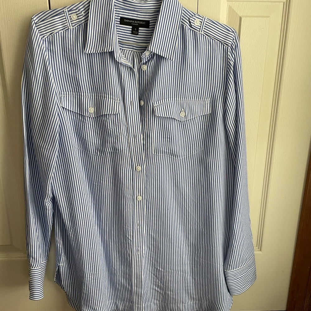 Banana Republic tunic. Navy/white.